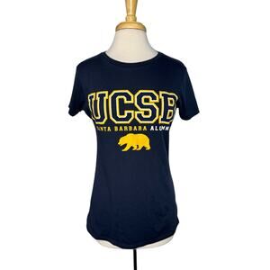UCSB Santa Barbara Alumni Navy Blue Gold Short Sleeve Tee Size Large Womens